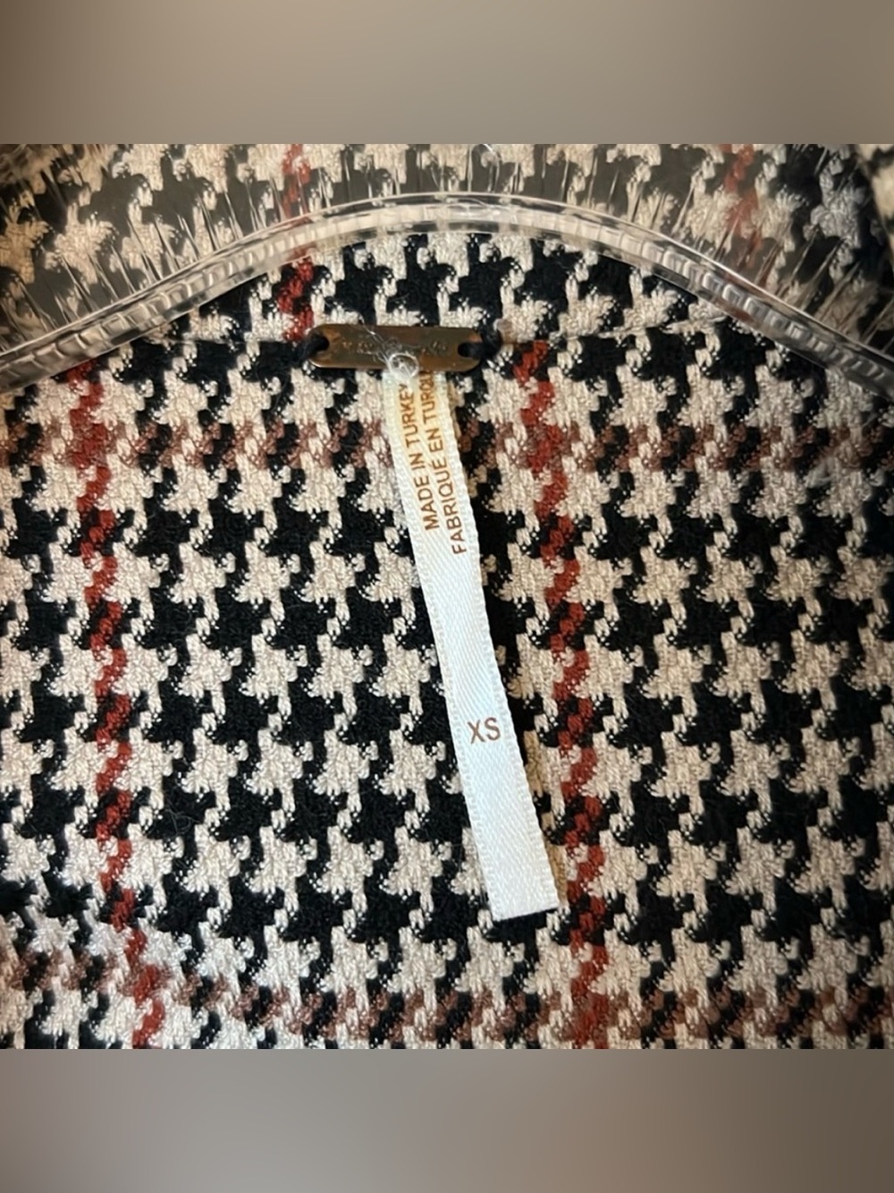 Free People Houndstooth Blazer Jacket - Black, White & Tan - Picture 2 of 7